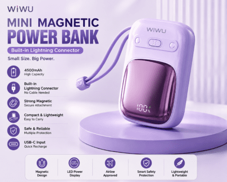 Global Loop Energy Pakistan, GLEPK, mini magnetic power bank, power bank with lightning connector, portable power bank – WiWU 4500mAh charger for iPhone | Focus Keywords: mini magnetic power bank, power bank with lightning connector, portable power bank